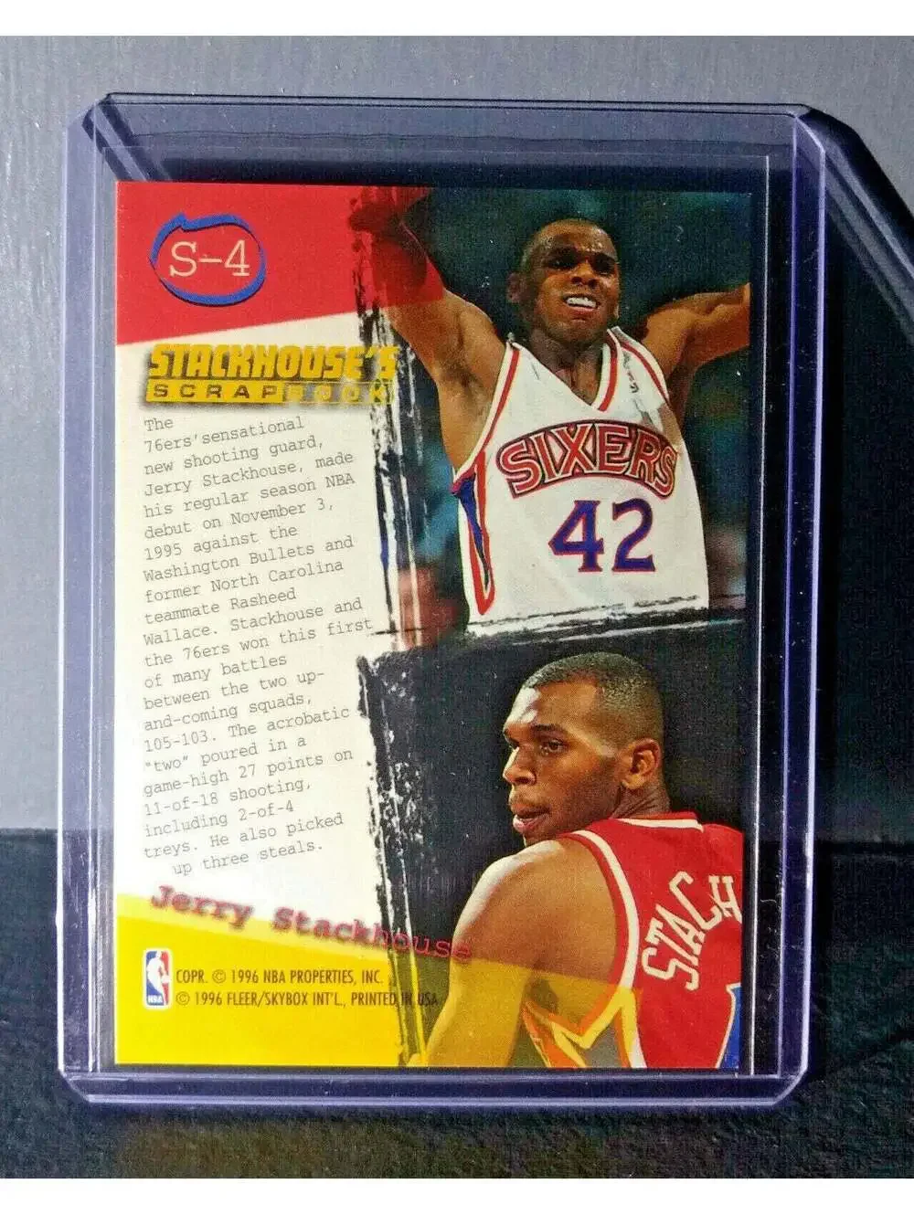 1995-96 Jerry Stackhouse Fleer Ultra Stackhouse's Scrapbook #S-4 Basketball Card